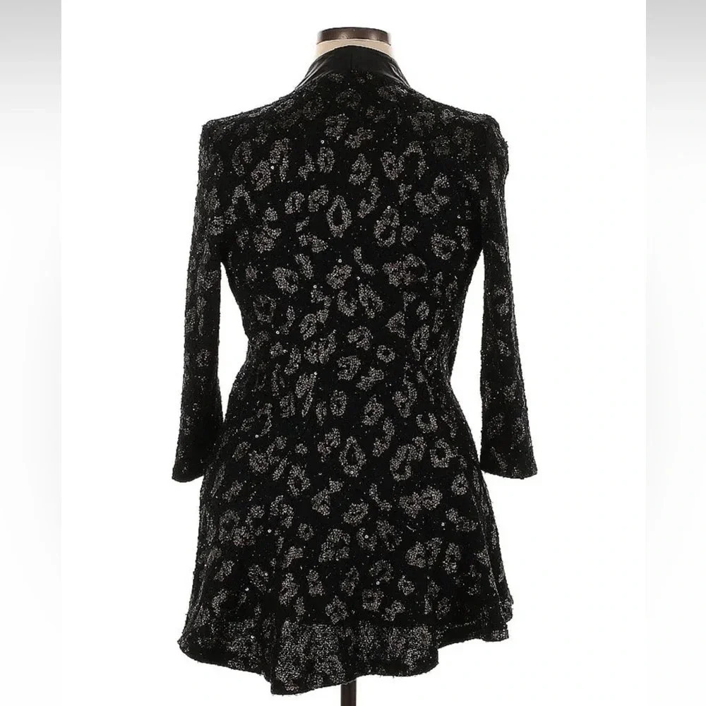 Frank Lyman Black Metallic Leopard Print Open Front Blazer Women’s Size 14 - Picture 2 of 5